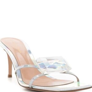 Gianvito Rossi Jewel Iridescent Leather 70 Mule Sandal New Womens Size 37.5 EU